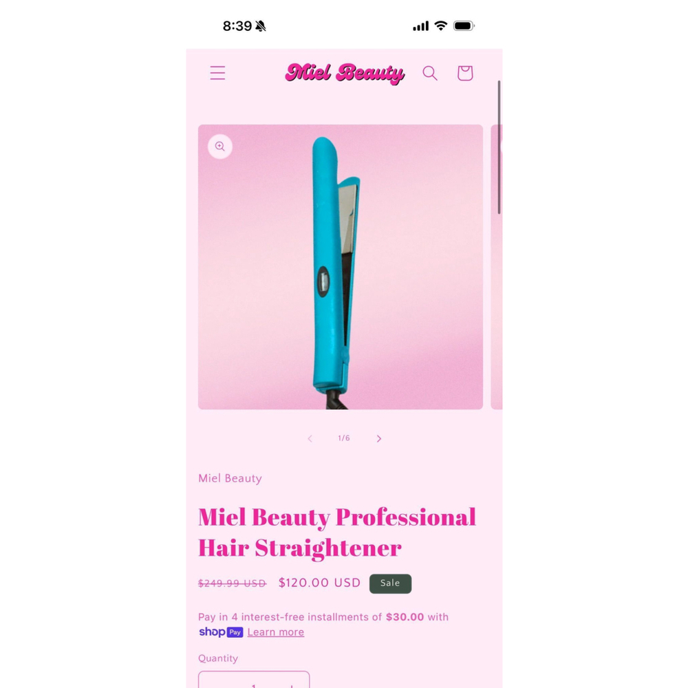 Miel Beauty Straight Hair Iron blue $249 Retail